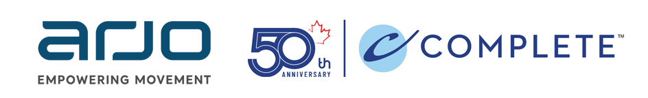 Arjo Canada logo and Complete Purchasing Services 50th Anniversary logo